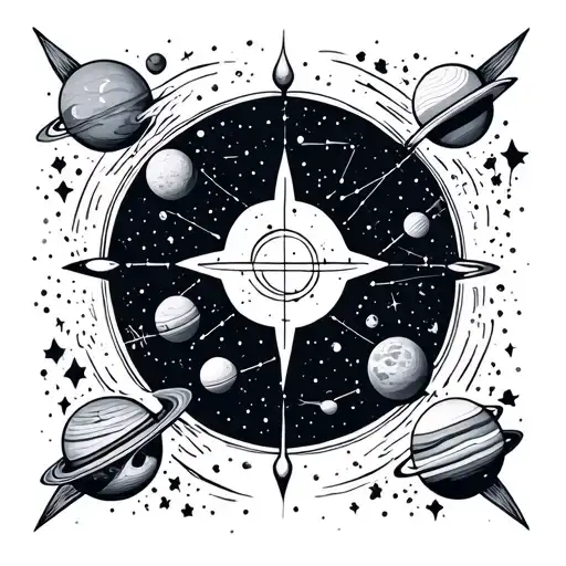 Pisces Star Constellation In A Space Theme With Planets