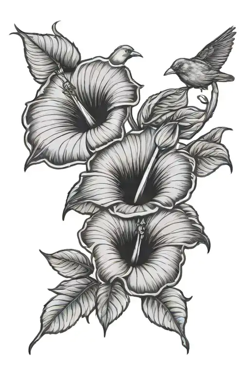 Morning Glory With Cardinal