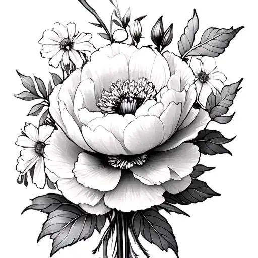 Peonies Poppy Honeysuckle Floral Bouquet