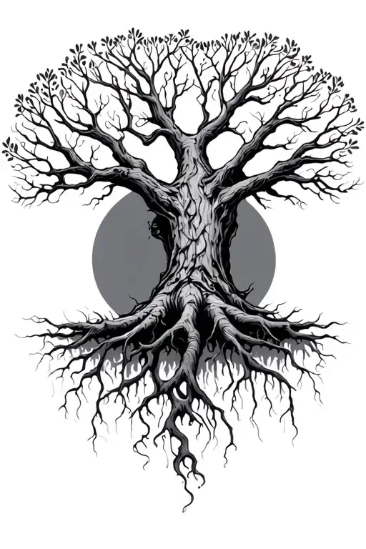 Tree With Roots Dead Body Underneath