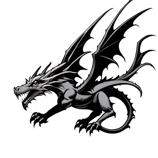 Medieval Dragon Flying