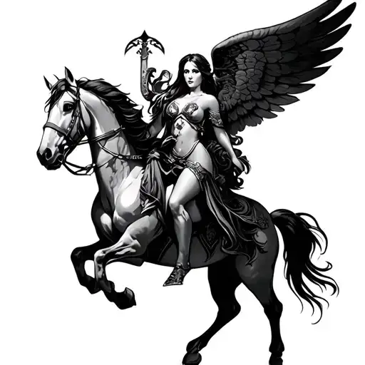 Valkyries With A Horse And Wings