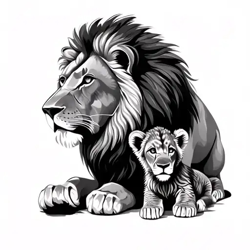Lion And Lion Cub