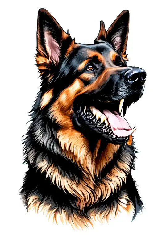German Shepherd With Fang Open