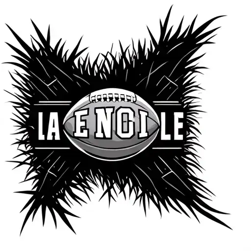 A Tattoo Design Of A Football Field With Your Children's Names Incorporated In The Grass