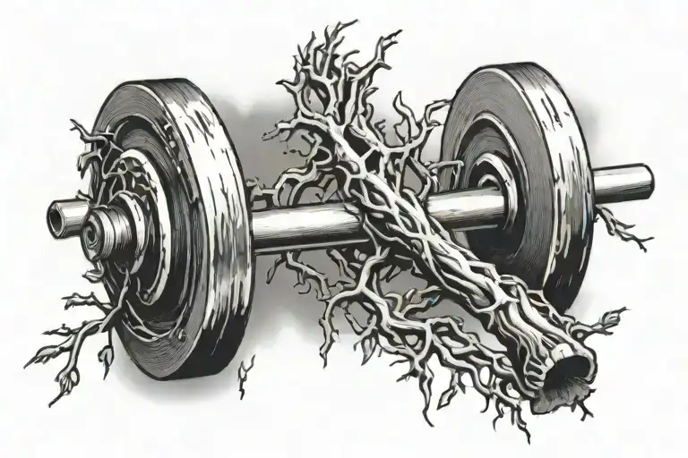 A Barbell With Roots And Tree Like Features
