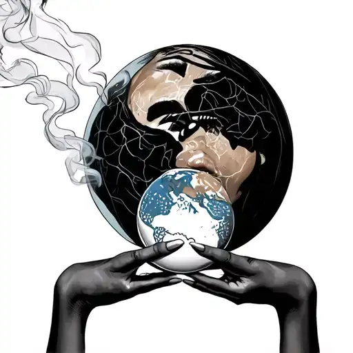 African Women Smoking Holding The World