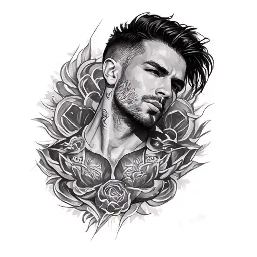 Sketch Of A Male Tattoo On The Chest Time And Life