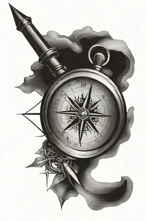 A Compass Pointing North And Necla Writing