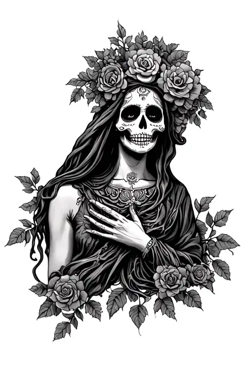 Santa Muerte With Life Tree