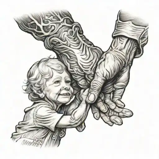 Grandmother And Grandson Holding Hands