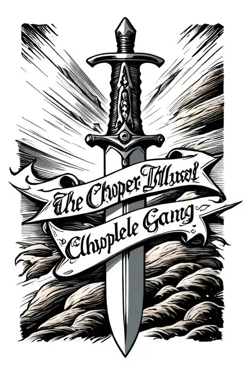 Dagger With Banderole And Lettering Chopper Gang