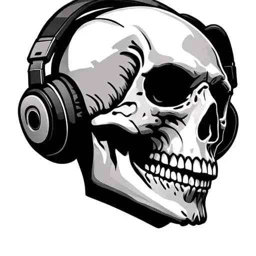 Skull Wearing Headphones