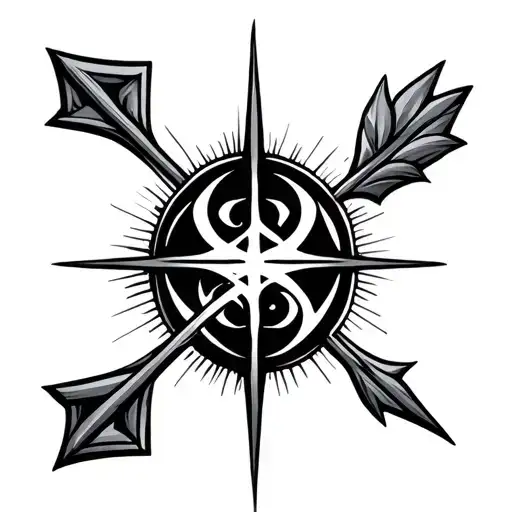 Unalome Symbol With An Arrow Running Through It