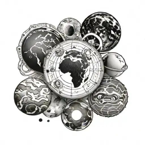 Earth Surrounded By Moon Phases