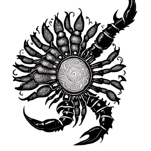 Symbole Scorpion Et Mandala Design Incorporating Elements