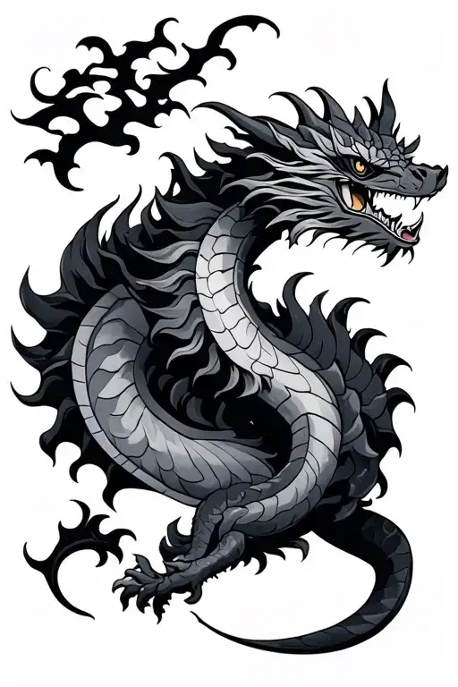 Gentle Dragon Tattoo Design Featuring