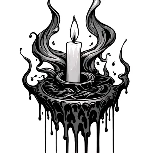 Gothic Burning Candle Wax Dripping