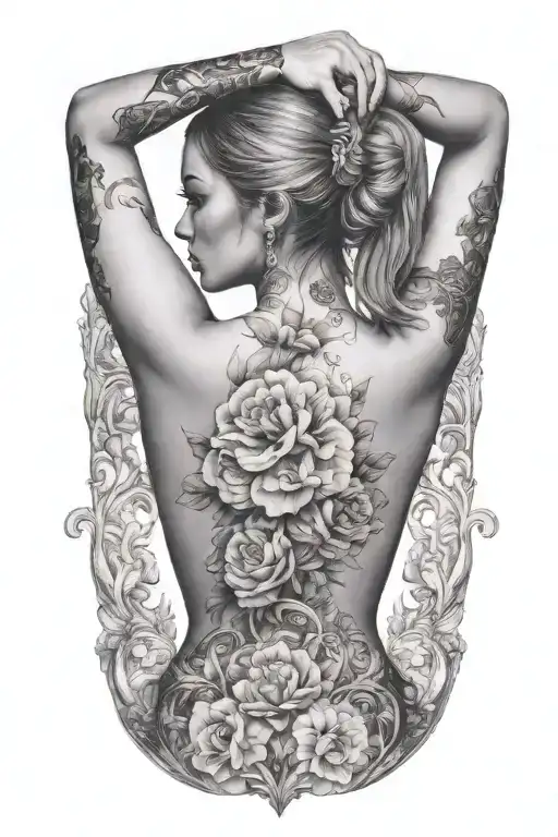 Sexy Girl Back Tattoo Design Idea