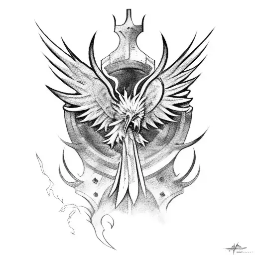 A Medieval Warrior Fused With A Phoenix