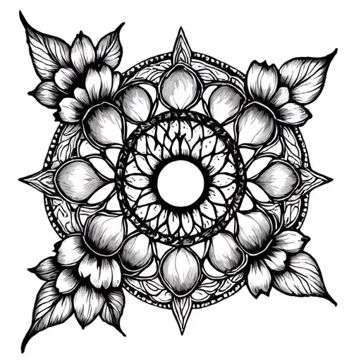 Tree Of Central Life Surrounded By Flower Of Life Surrounded By Mandala