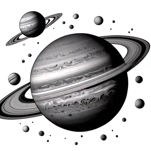 Complete Planet System Arranged In A Straight Horizontal Line