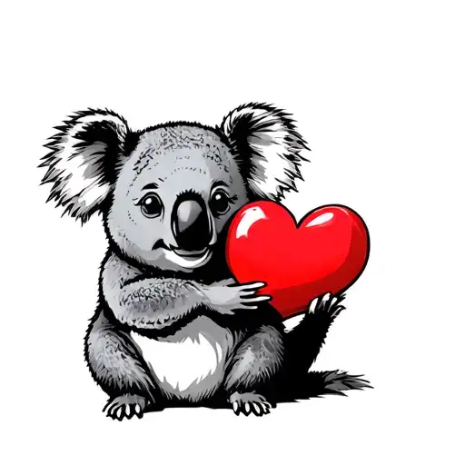 Heart Love Koala Holding A Heart