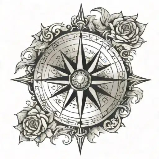 Compass Rose With 4 Thumbprints Included That Are In The 4 Different Directions