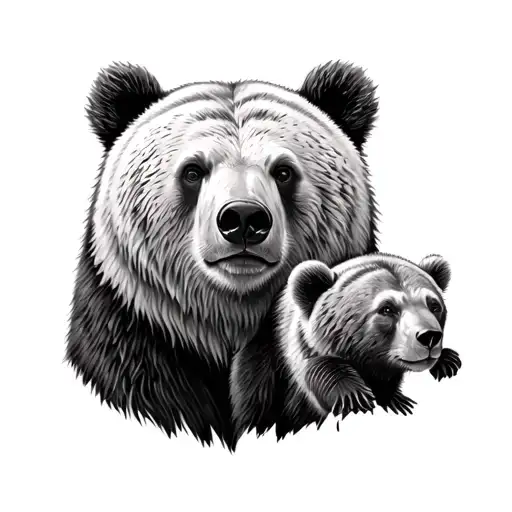 Bear And Cubs Face Only