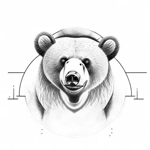 Line And Two Circles A Harp A Bear