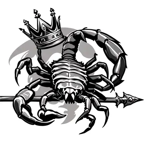 Scorpion With Crown Two Scepter Below