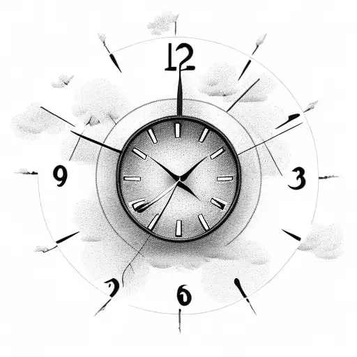 Clock With Birds And Clouds