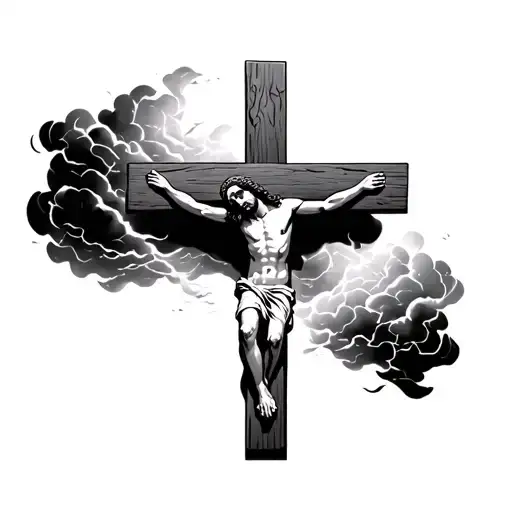Jesus On Cross With Storm Above