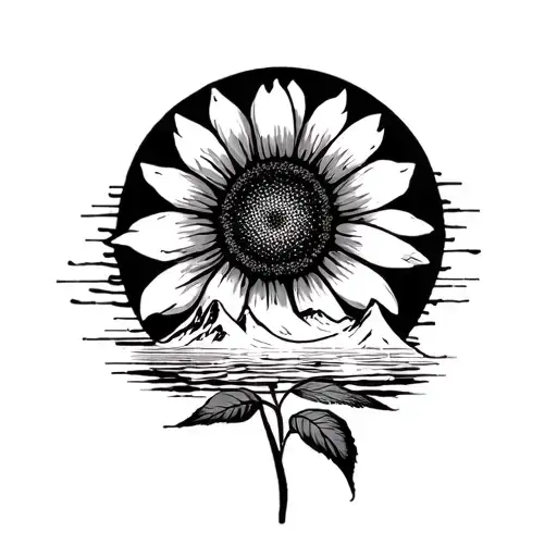 Minimalist Vague Mountain Sun Flower Island Of Reunion 974