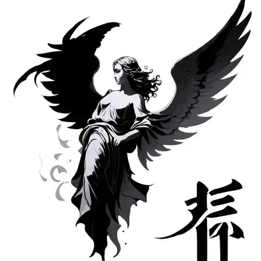 Angel And Kanji Sign