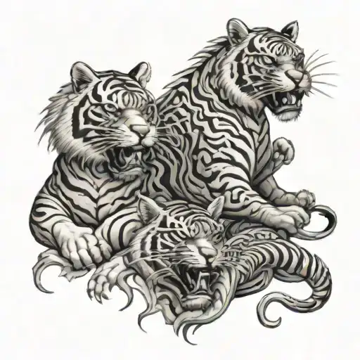 Tiger And Dragon Wrapped Together Symbolizing The Client's