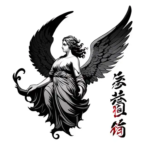 Angel And Kanji Sign