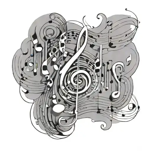 A Data Flow Chart Morphing Into A Sheet Music Staff