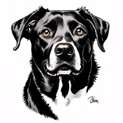 Black Face Labrador Ralph Steadman Styled