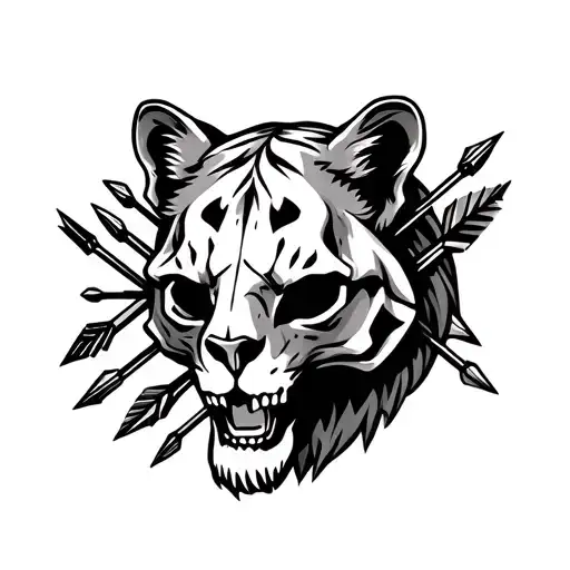 Mountain Lion Skull With Arrows