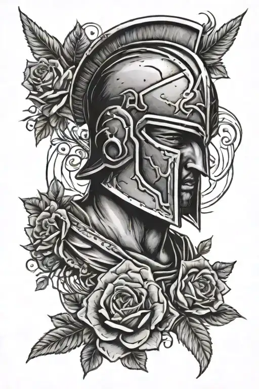 Spartan Fighter Cross Roses Stoicism