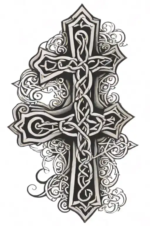 Celtic Knot Design Incorporating A Celtic Cross And The Trinity Celtic Knot