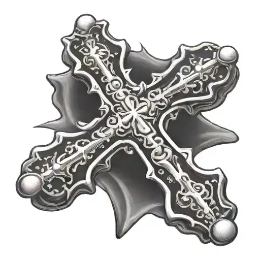 Cross With Rosary Wrapped Loosely