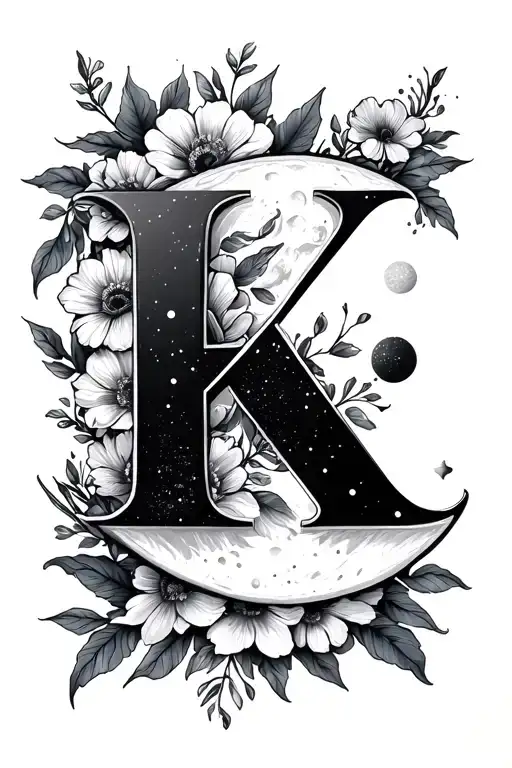 Moon And Flowers Letter K And O Wrapped