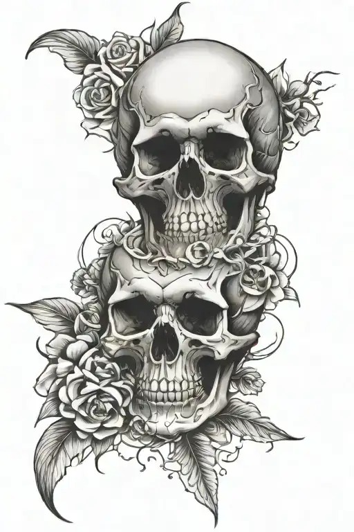 Skull And Flowers Surrounding