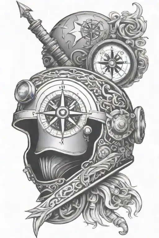 Compass Motorcycle Helmet Adorned