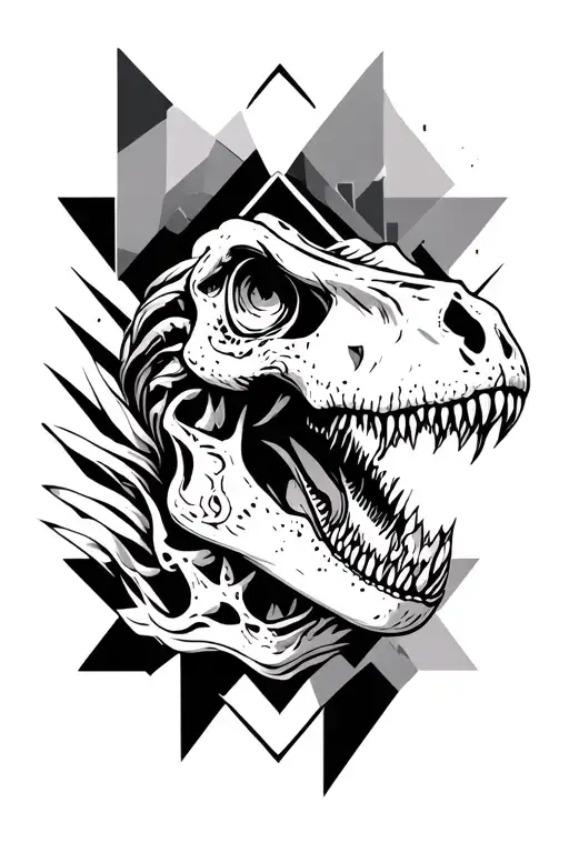 Geometrical Shapes With Dinosaur Skulls Surrounded