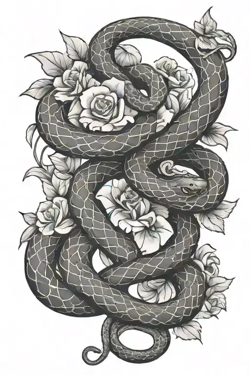 Snake With Flowers Intertwined