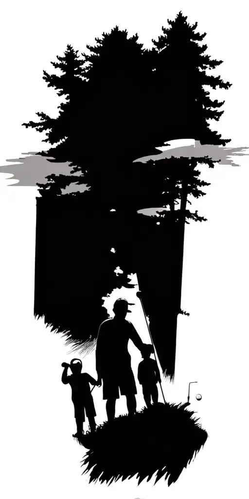 Abstract Forest Golf Course Family Shadow Figures Collage
