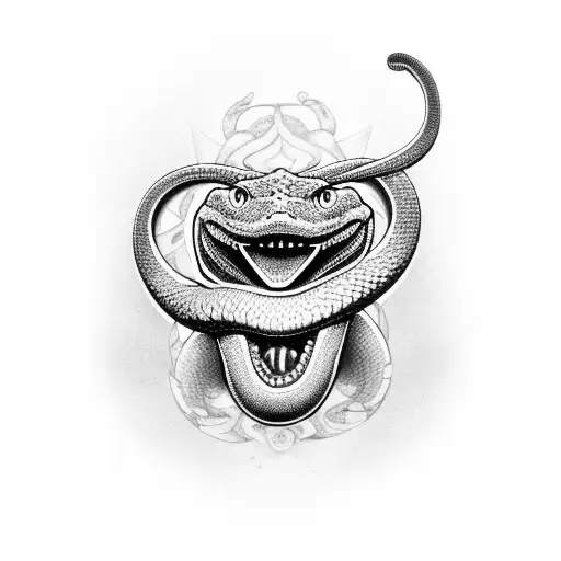 Skaty Snake With Open Mouth Pierced Face
